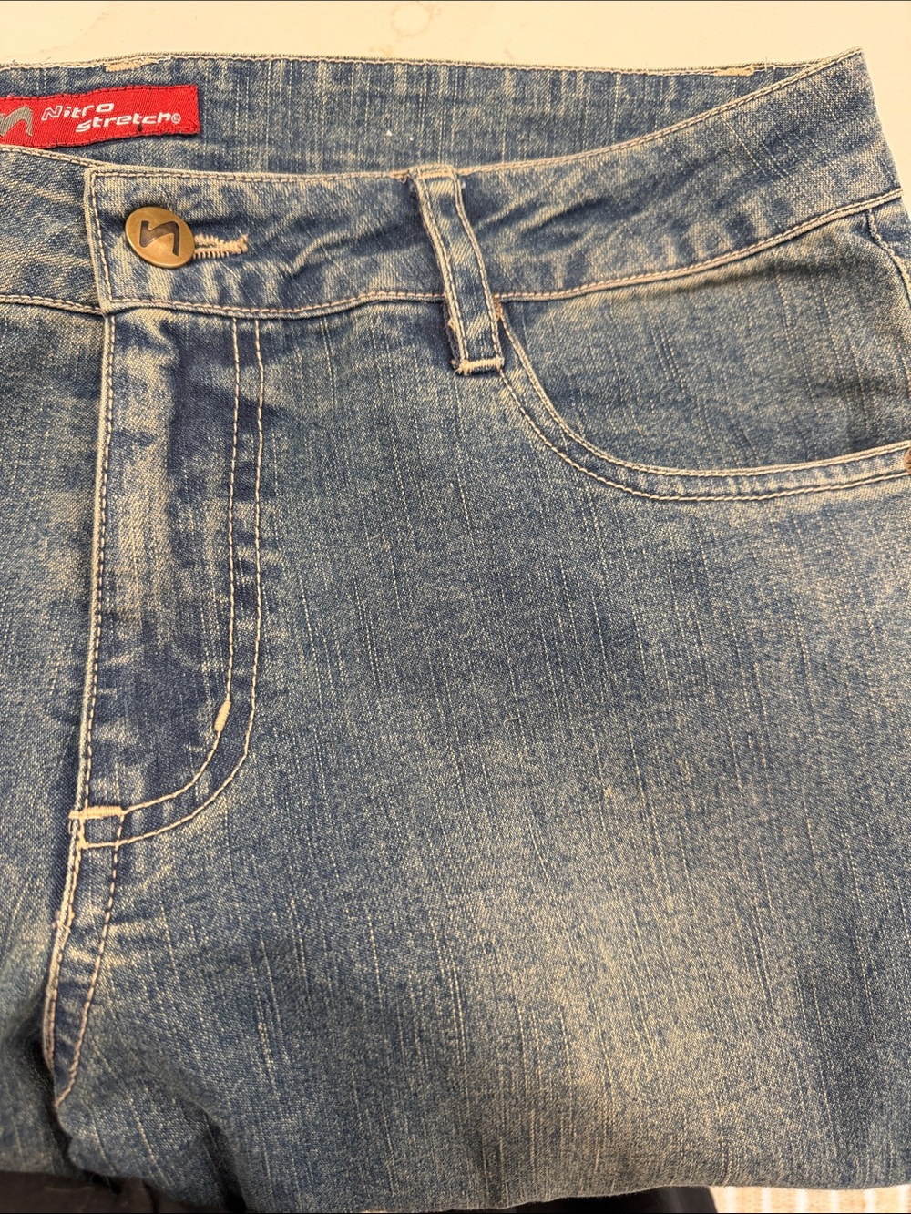 Dark Blue Flare Jeans with Embroidered Side Detail - Picture 3 of 6